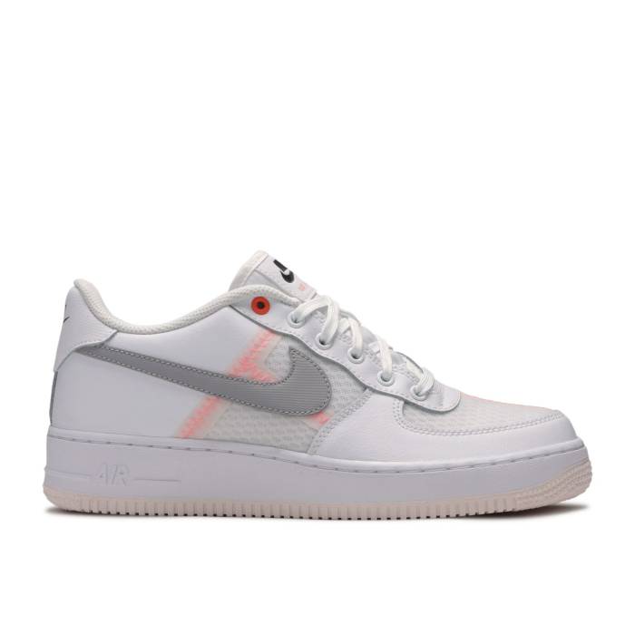 ナイキ Nike 【 Air Force 1 Lv8 1 ガウス \u0027White Hyper Crimson\u0027 Youth White/Off Noir/Hyper Crimson/Atmosphere Grey 】 御坊っちゃん キッズ 白いこと 白いこと クリムゾン 薄墨色 薄墨色 キッズ・ベビー・マタニティ-キッズファッション-スニーカー