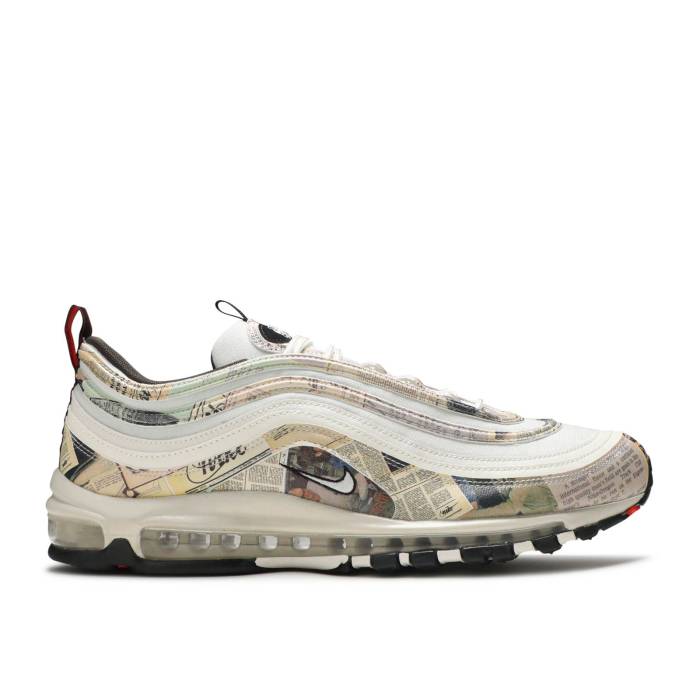 ナイキ Nike 【 Air Max 97 'Newspaper' Men Sail/White/Black/Team Orange 】 マックス メンズ 白色 ホワイト 黒色 ブラック Team チーム orange 橙・オレンジ