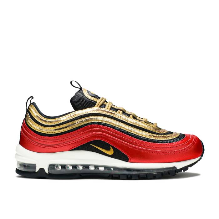 ナイキ Nike 【 Wmns Air Max 97 \u0027Gold Sequin\u0027 Women University Red/Metallic Gold 】 マックス レディース Red 赤・赤いこと ゴールド