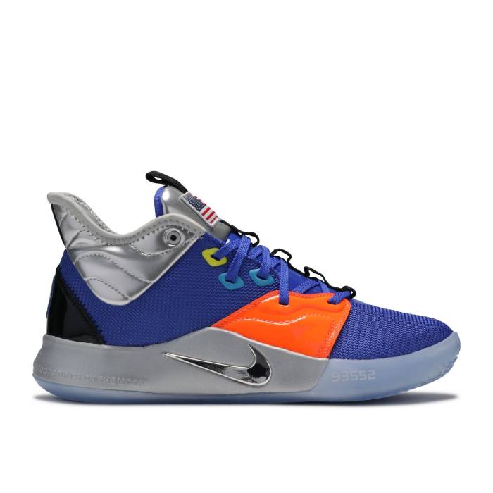 ナイキ Nike 【 Nasa X Pg 3 Ep \u0027Clipper Blue\u0027 Men Racer Blue/Metallic Silver 】 メンズ 青み 青色 Silver しろがね色・しろがね色