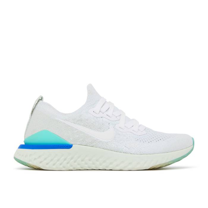 ナイキ Nike 【 Wmns Epic React Flyknit 2 \u0027White Light Aqua\u0027 Women White/Light Silver/Spruce Aura/White 】 Epic 叙事詩 リアクト 飛球編み物 レディース 白いこと 白いこと Silver しろがね色・しろがね色 雰囲気
