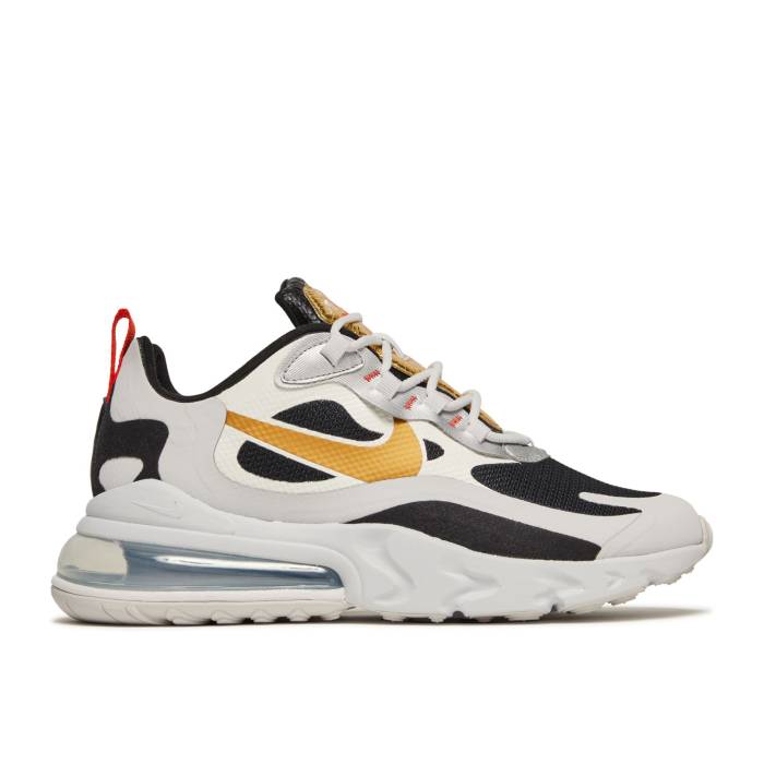 ナイキ Nike 【 Wmns Air Max 270 React \u0027Metallic Gold Swoosh\u0027 Women Vast Grey/Metallic Gold/Black 】 マックス リアクト ゴールド レディース 薄墨色 薄墨色 ゴールド 黒いこと 黒いこと スニーカー-靴-レディース靴