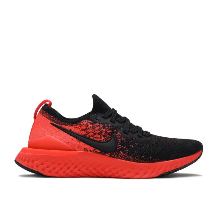 ナイキ Nike 【 Epic React Flyknit 2 'Black Infrared' Men Black/Bright Crimson/Infrared/Black 】 Epic エピック リアクト フライニット メンズ 黒色 ブラック クリムゾン｜スニケス