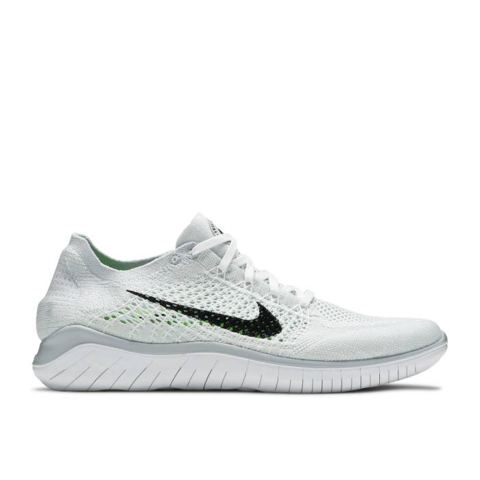 ナイキ Nike 【 Free Rn Flyknit 2018 \u0027White\u0027 Men White/Black/Pure Platinum 】 無償性 飛球編み物 メンズ 白いこと 白いこと 黒いこと 黒いこと 純然たる Platinum プラチナム