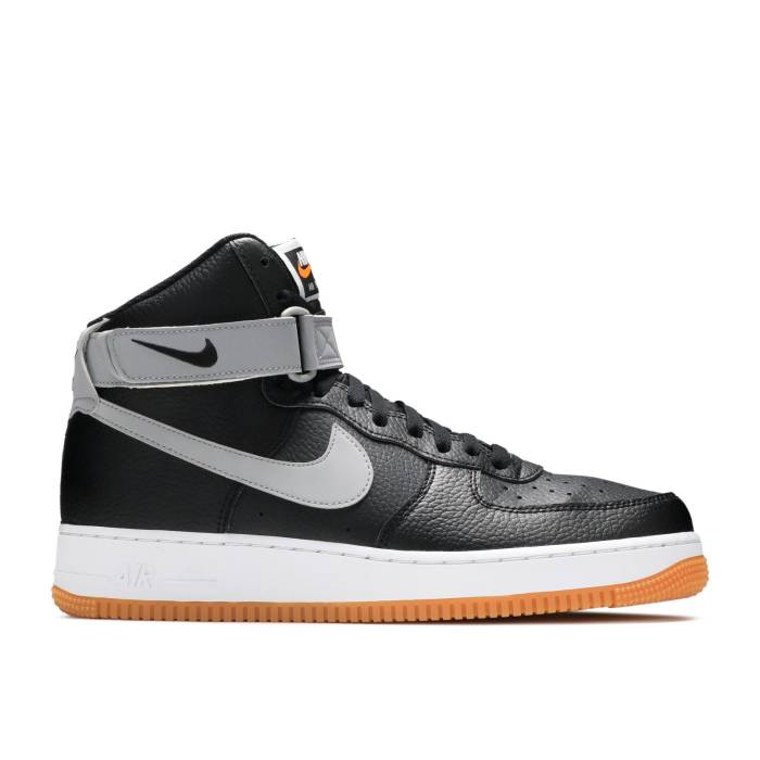 ナイキ Nike 【 Air Force 1 High \u002707 \u0027Black Wolf Grey\u0027 Men Black/Wolf Grey/Total Orange/White 】 御機嫌 メンズ 黒いこと 黒いこと 薄墨色 薄墨色 orange 橙・オレンジ色 白いこと 白いこと
