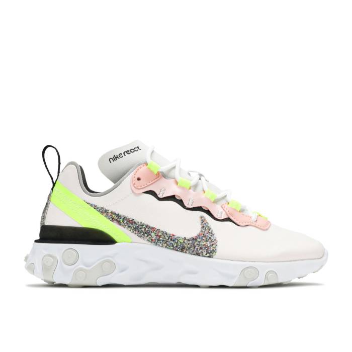 ナイキ Nike 【 Wmns React Element 55 Premium \u0027Light Soft Pink Volt\u0027 Women Light Soft Pink/Black/Volt/Atmosphere Grey 】 リアクト 化学元素 Premium 割り増し金 pink サクラ色 レディース pink サクラ色 黒いこと 黒いこと 薄墨色 グ