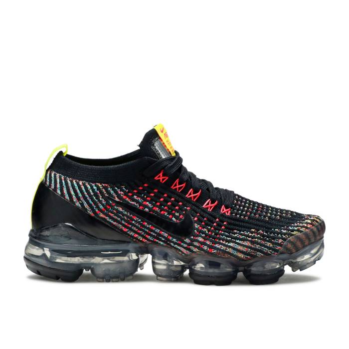 ナイキ Nike 【 Wmns Air Vapormax Flyknit 3 \u0027Black Multi-Color\u0027 Women Black/Blue Fury/Sonic Yellow/Black 】 飛球編み物 レディース 黒いこと 黒いこと 青味 青色 yellow 黄味がかった・黄み 靴-スニーカー-レディース靴