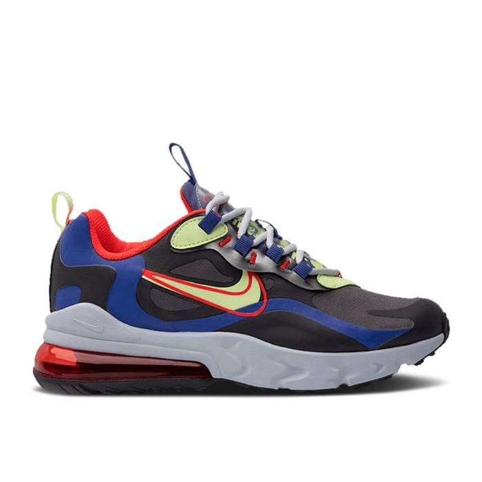 ナイキ Nike 【 Air Max 270 React ガウス \u0027Dunk It\u0027 Youth Thunder Grey/Barely Volt/Bright Crimson 】 マックス リアクト 御坊っちゃん キッズ サンダー 薄墨色 薄墨色 クリムゾン