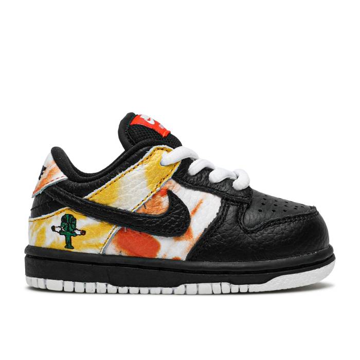 ナイキ Nike 【 Dunk Sb Low Toddler \u0027Tie-Dye Raygun - Black\u0027 Infant Black/Orange Flash/Black 】 ダンク エスビー もの言う花 乳飲み子用 もの言う花 黒いこと 黒いこと orange 橙・オレンジ色