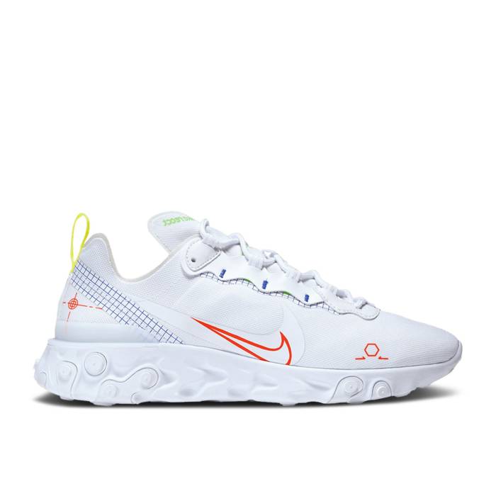 ナイキ Nike 【 React Element 55 'Schematic' Men White/Racer Blue/Green Strike/Laser Crimson 】 リアクト エレメント メンズ 白色 ホワイト 青色 ブルー green 緑・グリーン ストライク Laser レーザー クリムゾン