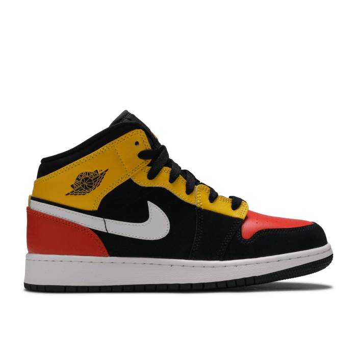 ナイキ Nike 【 Air Jordan 1 Mid Se ガウス \u0027Amarillo Team Orange\u0027 Youth Black/Amarillo/White/Team Orange 】 ミッド Team 野球クラブ 御坊っちゃん キッズ 黒いこと 黒いこと 白いこと 白いこと Team 野球クラブ orange 橙・オレンジ色