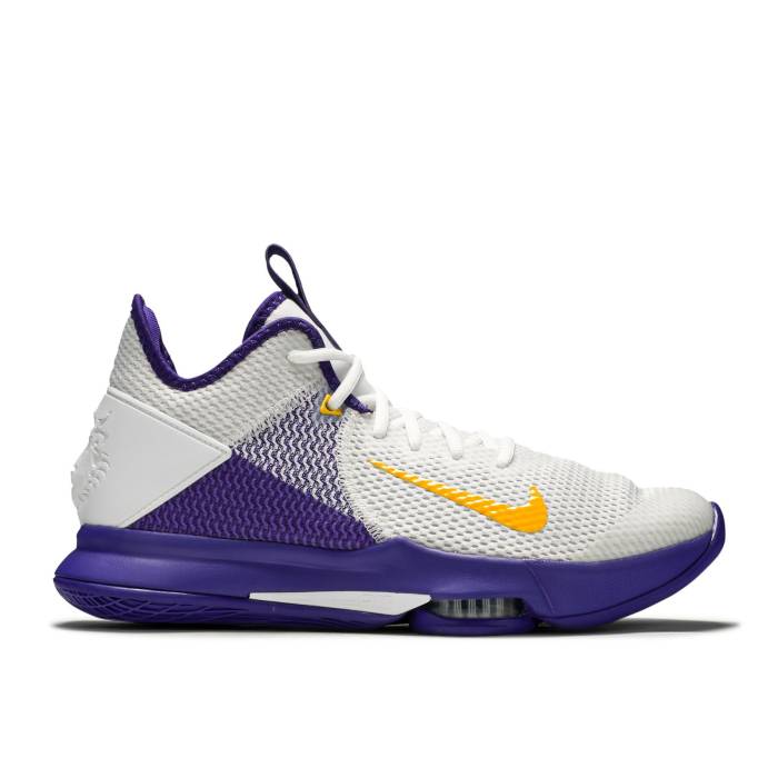ナイキ Nike 【 Lebron Witness 4 \u0027Lakers\u0027 Men White/Voltage Purple/Pure Platinum/Metallic Gold 】 Lebron レブロン メンズ 白いこと 白いこと Purple 紫・パープル 純然たる Platinum プラチナム ゴールド