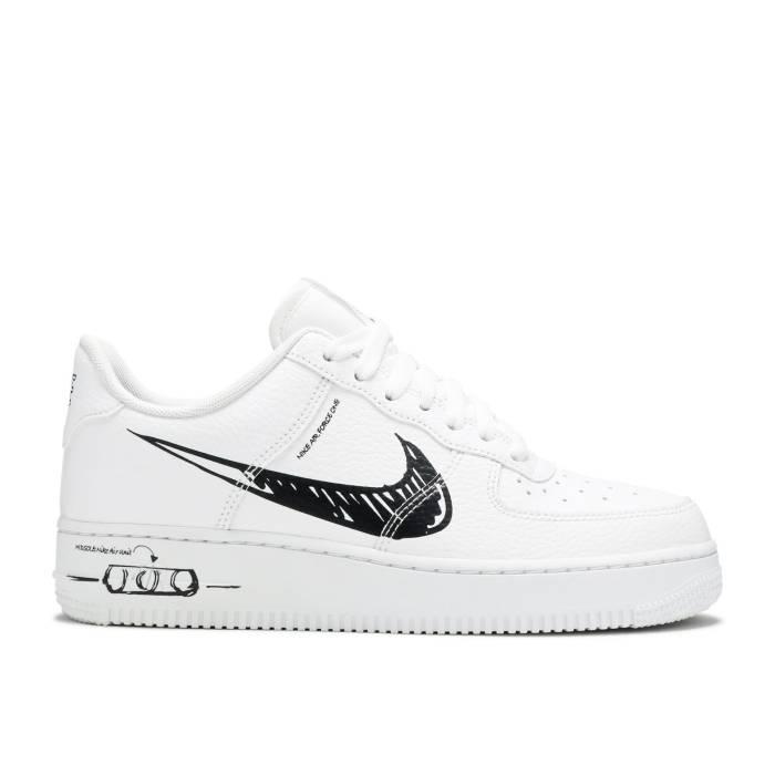 ナイキ Nike 【 Air Force 1 Low \u0027Sketch - Black\u0027 Men White/Black/White 】 メンズ 白いこと 白いこと 黒いこと 黒いこと