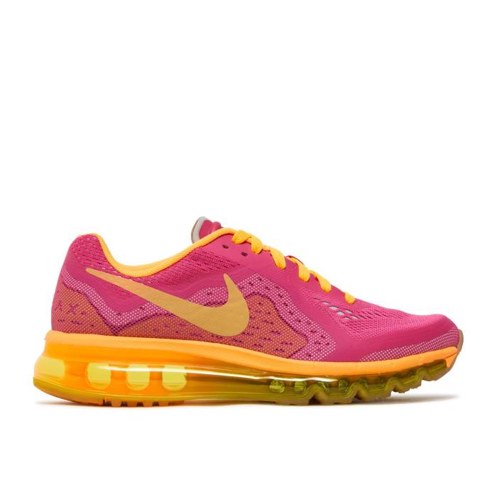 ナイキ Nike 【 Air Max 2014 ガウス \u0027Vivid Pink Atomic Mango\u0027 Youth Vivid Pink/Venom Green/Atomic Mango 】 マックス pink サクラ色 お坊っちゃん キッズ pink サクラ色 green 緑・緑であること