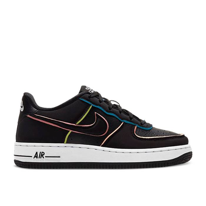 ナイキ Nike 【 Air Force 1 Lv8 Gs 'Outline' Youth Black/Pink/Barely Volt/Black 】 ジュニア キッズ 黒色 ブラック pink ピンク｜スニケス