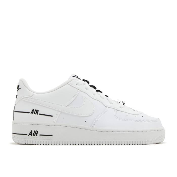 ナイキ Nike 【 Air Force 1 Lv8 3 ガウス \u0027Multiple Logos\u0027 Youth White/White/Black 】 御坊っちゃん キッズ 白いこと 白いこと 黒いこと 黒いこと キッズファッション-スニーカー-キッズ・ベビー・マタニティ
