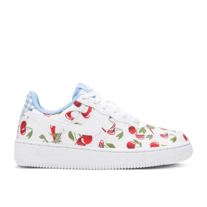 ナイキ Nike 【 Air Force 1 Low ガウス \u0027Cherry\u0027 Youth White/White/University Blue/Track Red 】 お坊っちゃん キッズ 白いこと 白いこと 青み 青色 貨物自動車 Red 赤・赤いこと
