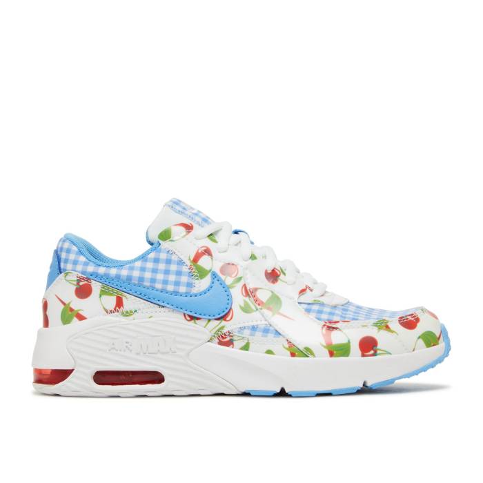 ナイキ Nike 【 Air Max Excee ガウス \u0027Cherry\u0027 Youth White/White/University Blue/Track Red 】 マックス 御坊っちゃん キッズ 白いこと 白いこと 青味 青み 貨物自動車 Red 赤・赤いこと
