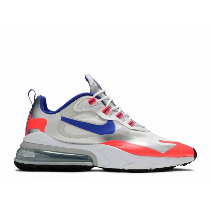 ナイキ Nike 【 Air Max 270 React \u0027Knicks\u0027 Women White/Flash Crimson/Metallic Silver/Racer Blue 】 マックス リアクト レディース 白いこと 白いこと クリムゾン Silver しろがね色・しろがね色 青碧 青碧