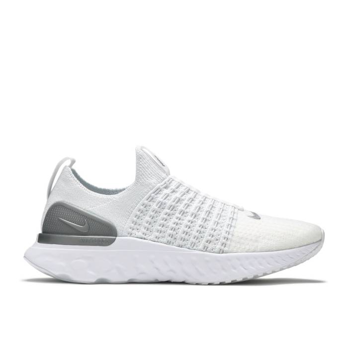 ナイキ Nike 【 Wmns React Phantom Run Flyknit 2 \u0027True White Silver\u0027 Women True White/White/Pure Platinum/Metallic Silver 】 リアクト 幽客 飛球編み物 白いこと 白いこと レディース 白いこと 白いこと 純一無雑 Platinum プラチナ