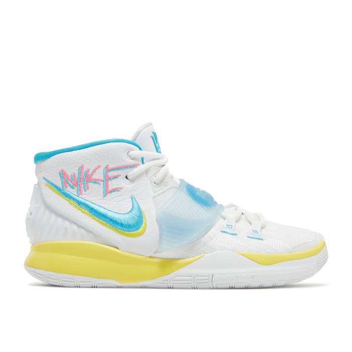 ナイキ Nike 【 Kyrie 6 ガウス \u0027Neon Graffiti\u0027 Youth White/Opti Yellow/Digital Pink/Blue Fury 】 Kyrie カイリー 御坊っちゃん キッズ 白いこと 白いこと yellow 黄味がかった・黄み pink サクラ色 青碧 青色 キッズファッション-キッズ・ベビー・マタニティ-スニーカー