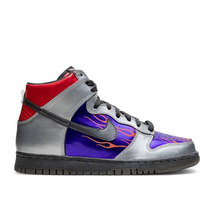 ナイキ Nike 【 Transformers X Dunk High ガウス \u0027Optimus Prime\u0027 Youth Metallic Cool Grey/Anthracite/Concord/Varsity Red 】 ダンク ご機嫌 御坊っちゃん キッズ 冷やりとした 薄墨色 薄墨色 調和・コン吊りひも Red 赤・赤いこと