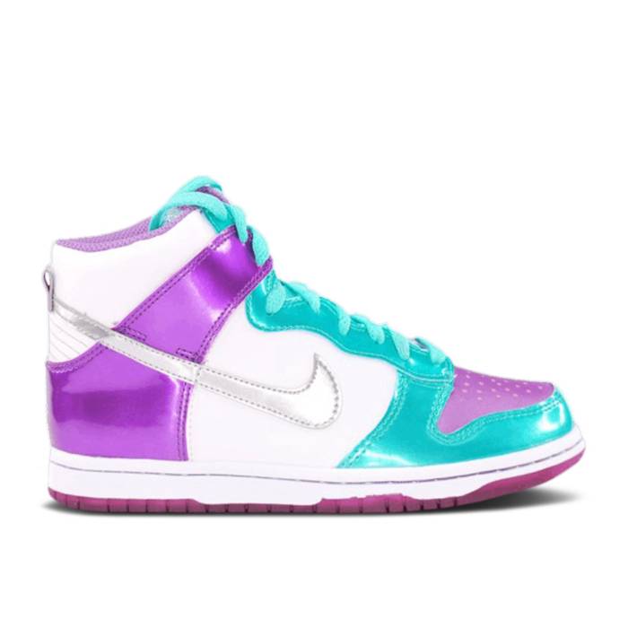 ナイキ Nike 【 Dunk High Gs 'White Purple Cool Mint' Youth White/Metallic Silver/Violet Purple/Cool Mint 】 ダンク ハイ Purple 紫・パープル クール ジュニア キッズ 白色 ホワイト Silver 銀色・シルバー 紫・バイオ｜スニケス