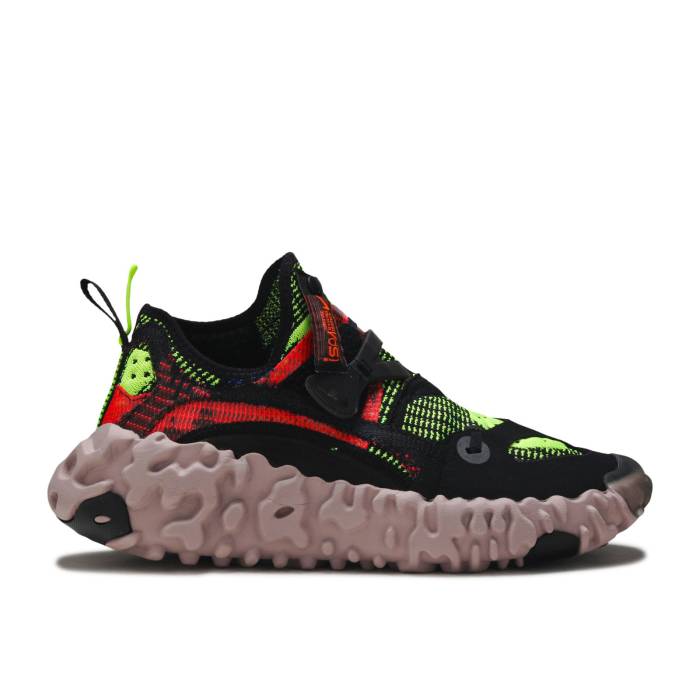 ナイキ Nike 【 Ispa Overreact Flyknit \u0027Crimson Volt\u0027 Men Black/Hyper Crimson/Volt/Stone Mauve 】 飛球編み物 メンズ 黒いこと 黒いこと クリムゾン