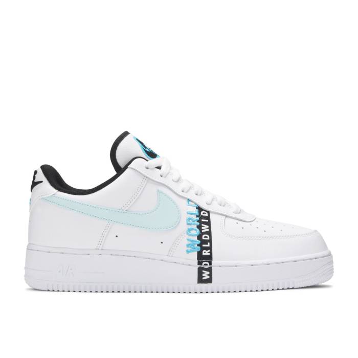 ナイキ Nike 【 Air Force 1 \u002707 Lv8 \u0027Worldwide Pack - Glacier Blue\u0027 Men White/Blue Fury/Black/Glacier Blue 】 メンズ 白いこと 白いこと 青み 青色 黒いこと 黒いこと