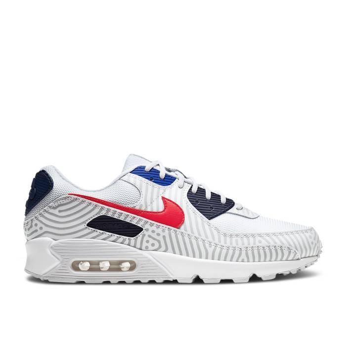 ナイキ Nike 【 Air Max 90 Euro Tour Men White/Midnight Navy/Bright Blue/University Red 】 マックス メンズ 白色 ホワイト 紺色 ネイビー 青色 ブルー Red 赤・レッド