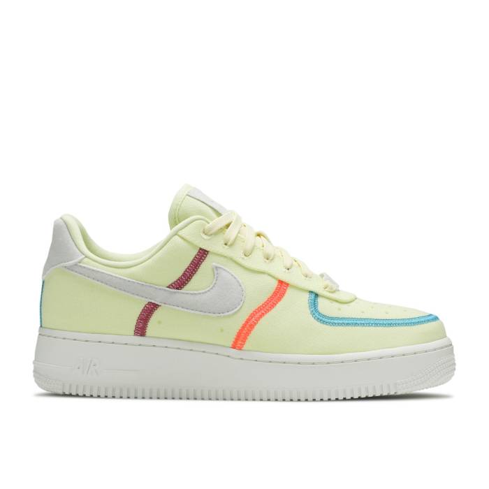 ナイキ Nike 【 Wmns Air Force 1 \u002707 Low Lx \u0027Stitched Canvas - Life Lime\u0027 Women Life Lime/Laser Blue/Hyper Orange/Photon Dust 】 レディース 菩提樹 Laser レーザ 青碧 青碧 orange 橙・オレンジ色