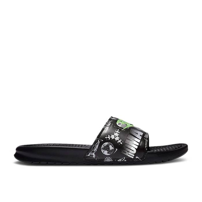 ナイキ Nike 【 Benassi Jdi Print Slide 'Run To Tokyo' Men Black/Black/White/Green Strike 】 ベナッシ　サンダル Slide サンダル メンズ 黒色 ブラック 白色 ホワイト green 緑・グリーン ストライク｜スニケス