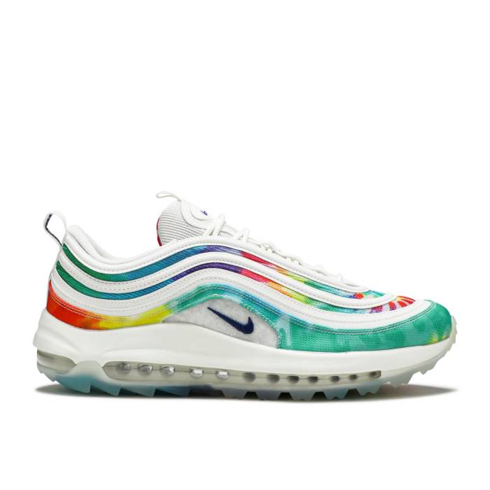 ナイキ Nike 【 Air Max 97 Golf Nrg Tie-Dye Men Summit White/Lemon Venom/Indigo Fog/Deep Royal Blue 】 マックス golf ゴルフ メンズ 白色 ホワイト 藍色・インディゴ ディープ 青色 ブルー