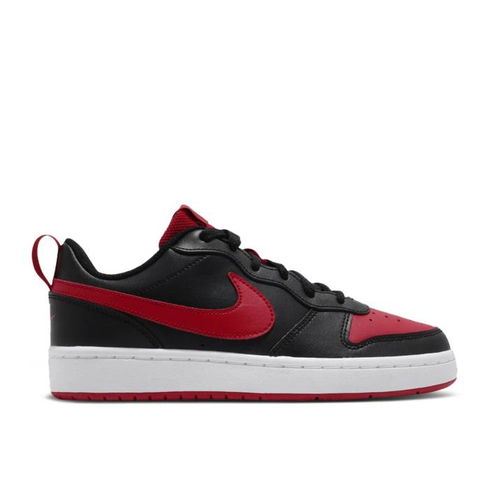ナイキ Nike 【 Court Borough Low 2 ガウス \u0027Bred\u0027 Youth Black/University Red/White 】 厚地の外套 御坊っちゃん キッズ 黒いこと 黒いこと Red 赤・赤いこと 白いこと 白いこと