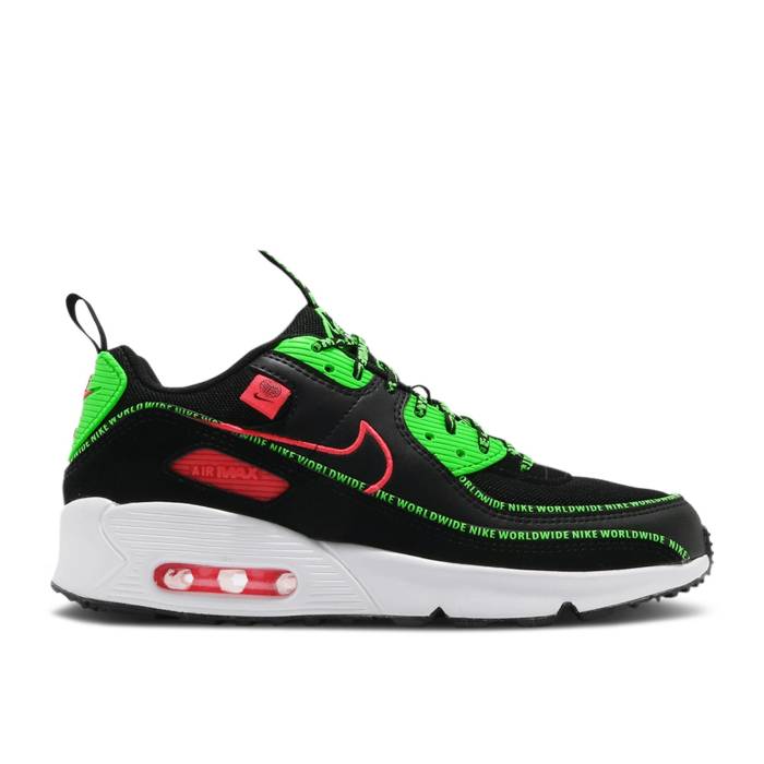 ナイキ Nike 【 Air Max 90 Se ガウス \u0027Worldwide Pack - Sefa20\u0027 Youth Black/Flash Crimson/Green Strike/White 】 マックス 御坊っちゃん キッズ 黒いこと 黒いこと クリムゾン green 緑・緑であること ストライク 白いこと 白いこと