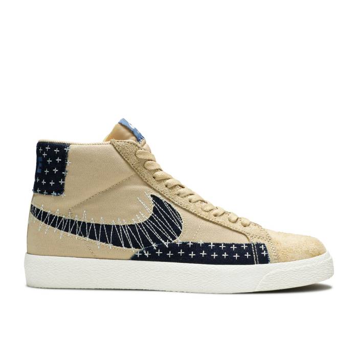 ナイキ Nike 【 Blazer Mid Sb \u0027Sashiko Pack - Sesame\u0027 Men Sesame/Sail/Gum Light Brown/Mystic Navy 】 ブレイザー ミッド エスビー メンズ 赤銅色 赤銅色 紺色 米国海軍 靴-スニーカー-メンズ靴