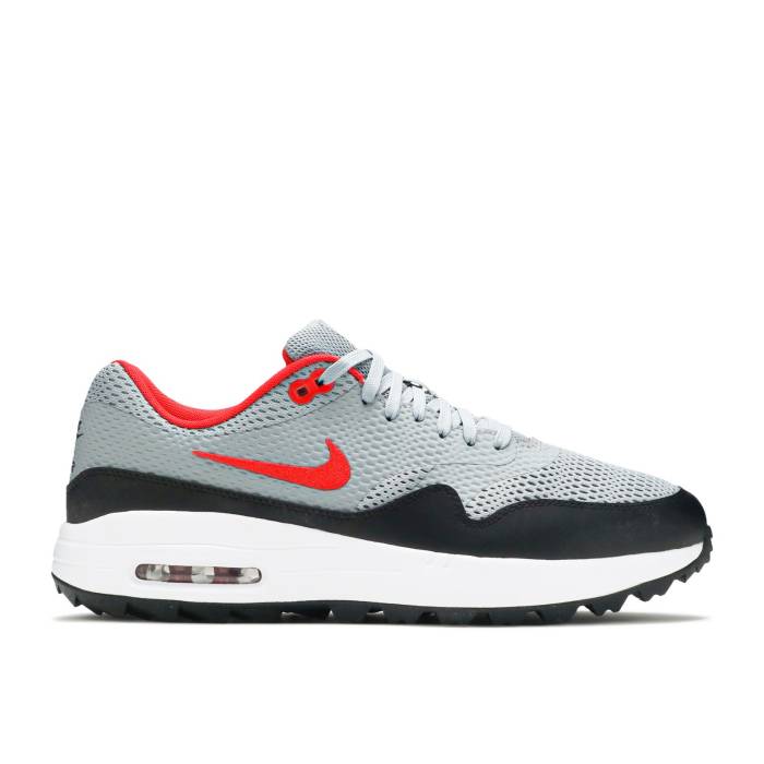 ナイキ Nike 【 Air Max 1 Golf \u0027Particle Grey Red\u0027 Men Particle Grey/Black/White/University Red 】 マックス golf ゴルフ 薄墨色 薄墨色 メンズ 薄墨色 薄墨色 黒いこと 黒いこと 白いこと 白いこと Red 赤・赤いこと