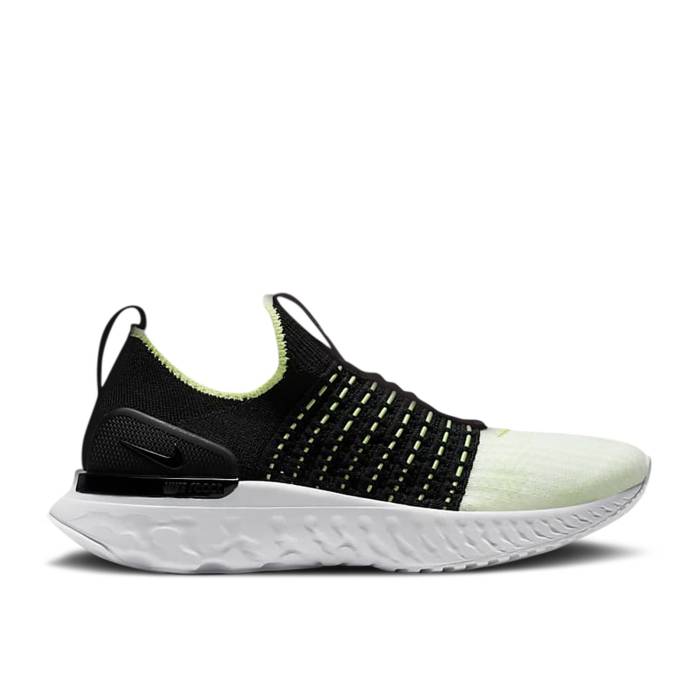 ナイキ Nike 【 Wmns React Phantom Run Flyknit 2 \u0027Black Volt\u0027 Women Black/Glacier Ice/White/Barely Volt 】 リアクト 幽客 飛球編み物 レディース 黒いこと 黒いこと 白いこと 白いこと