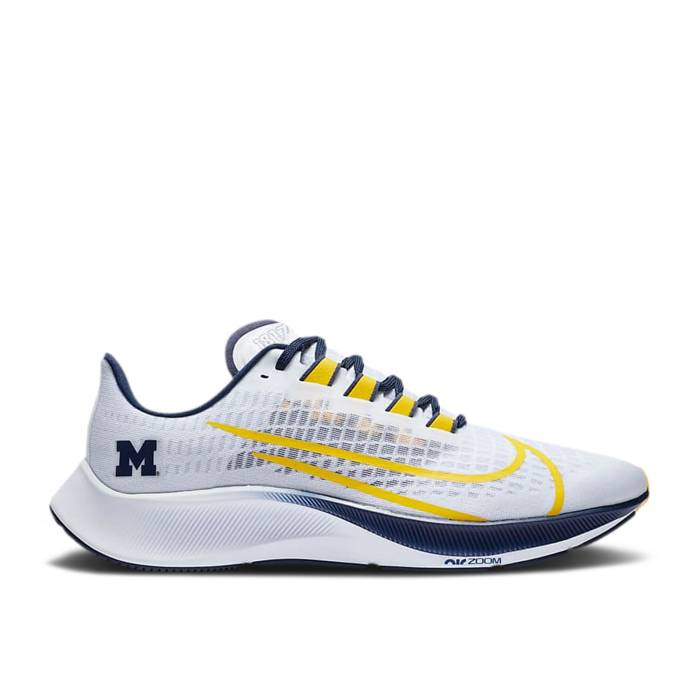 ナイキ Nike 【 Air Zoom Pegasus 37 Michigan Men White/Pure Platinum/College Navy/Amarillo 】 ズーム ペガサス メンズ 白色 ホワイト ピュア Platinum プラチナム カレッジ 紺色 ネイビー
