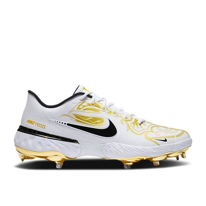 ナイキ Nike 【 Alpha Huarache Elite 3 Low Premium \u0027White Metallic Vivid Gold\u0027 Men White/Metallic Vivid Gold/Black 】 アルファ Huarache ハラチ エリート Premium 割り増し金 メンズ 白いこと 白いこと ゴールド 黒いこと 黒いこと