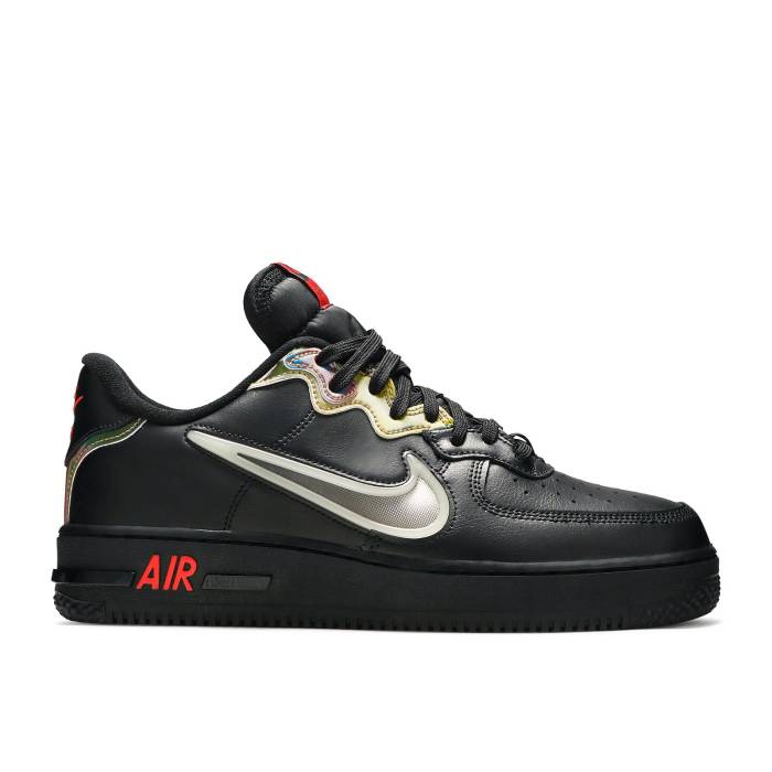 ナイキ Nike 【 Air Force 1 React 'Black Iridescent' Men Black/Habanero Red/Multi-Color/Glow 】 リアクト メンズ 黒色 ブラック Red 赤・レッド