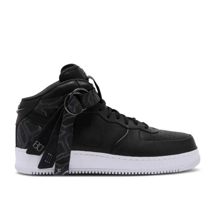 ナイキ Nike 【 Victor Cruz X Air Force 1 Mid \u0027Black\u0027 Men Black/Black/Metallic Silver 】 ミッド メンズ 黒いこと 黒いこと Silver しろがね色・しろがね色