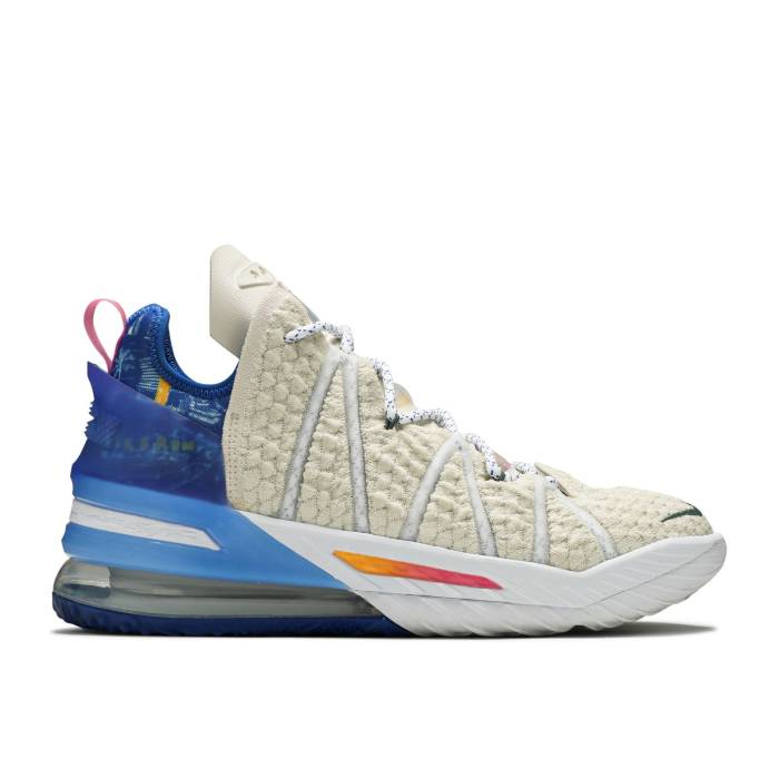ナイキ Nike 【 Lebron 18 \u0027Los Angeles By Day\u0027 Men Light Cream/Game Royal/Spiral Sage/Pink Glow 】 Lebron レブロン メンズ 皮膚軟化剤 Game 力くらべ pink さくら色