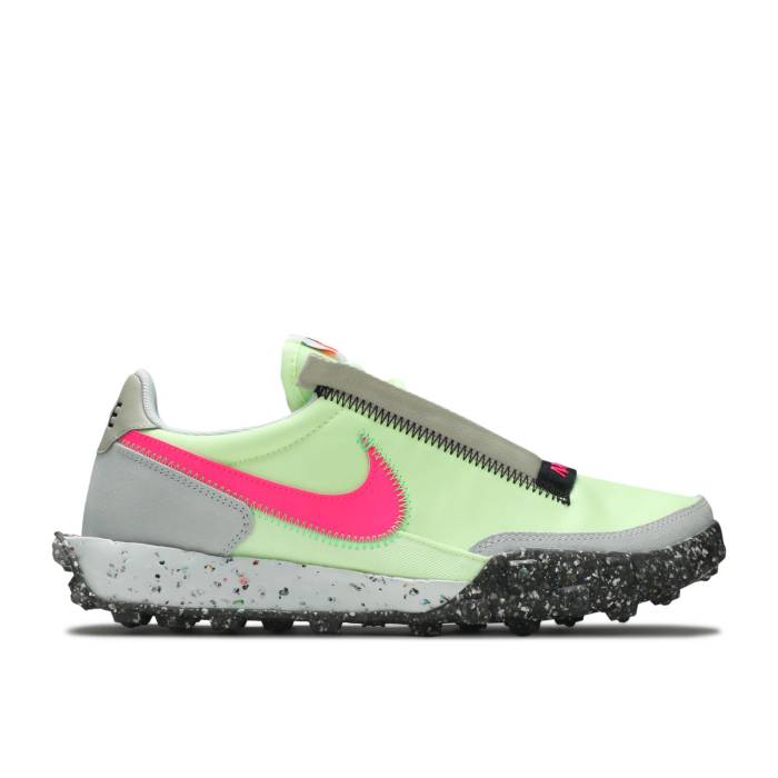 ナイキ Nike 【 Wmns Waffle Racer Crater \u0027Barely Volt\u0027 Women Barely Volt/Black/Poison Green/Pink Blast 】 ワーヘル レディース 黒いこと 黒いこと green 緑・緑であること pink さくら色 ブラジャー同盟罷工