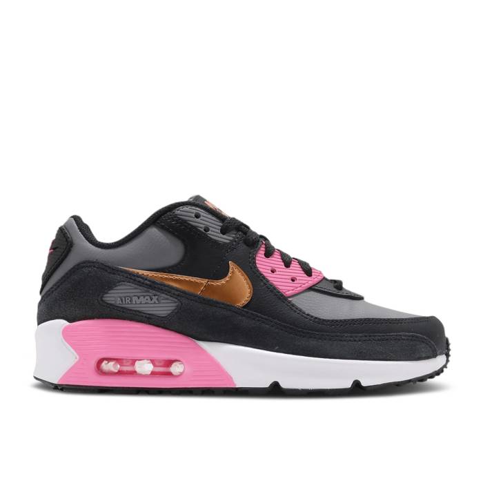 ナイキ Nike 【 Air Max 90 Leather Gs 'Grey Copper Pink' Youth Smoke Grey/Metallic Copper/Off Noir 】 マックス レザー 銅色 コッパー ジュニア キッズ 灰色 グレー 銅色 コッパー｜スニケス