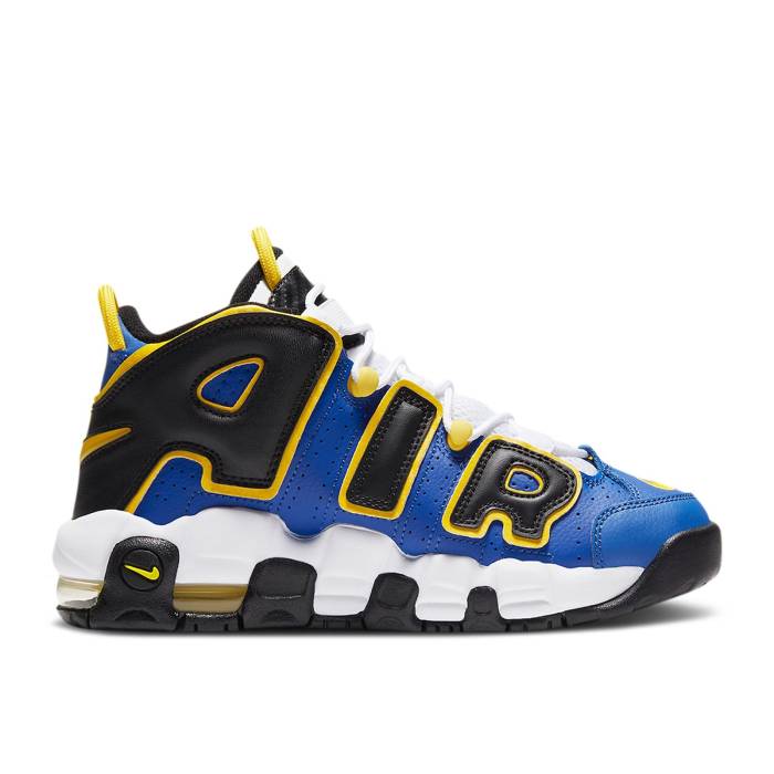 ナイキ Nike 【 Air More Uptempo ガウス \u0027Peace, Love, And Basketball\u0027 Youth Game Royal/Speed Yellow/Black 】 膨れ上がるペース 御坊っちゃん キッズ Game 力くらべ Speed 素早さ yellow 黄味がかった・黄み 黒いこと 黒いこと キッズファッション-キッズ・ベビー・マタニティ-スニーカー
