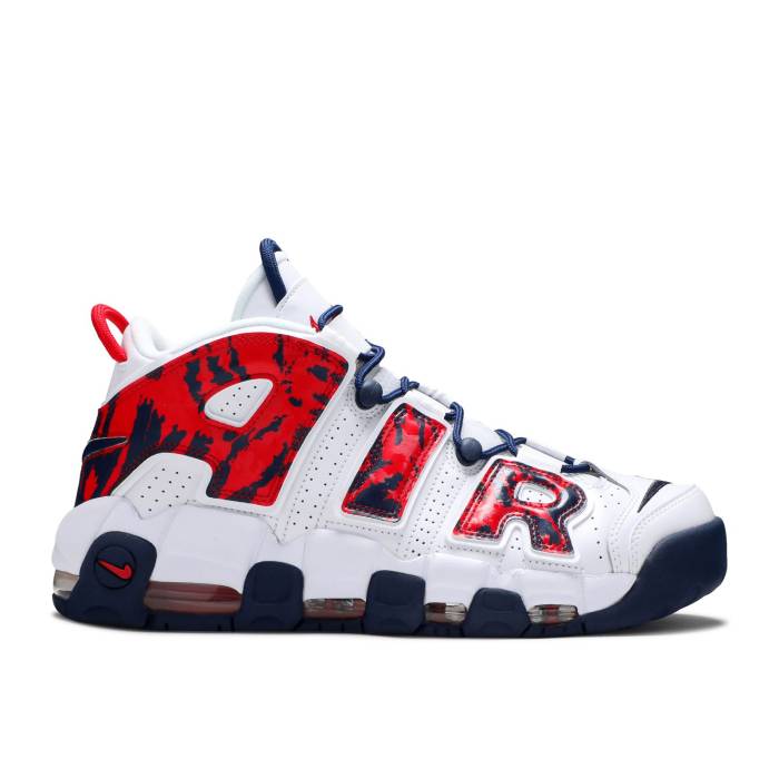 ナイキ Nike 【 Air More Uptempo 'Red Navy Camo' Men White/University Red/Blue Void 】 アップテンポ 紺色 ネイビー メンズ 白色 ホワイト Red 赤・レッド 青色 ブルー|スニケス
