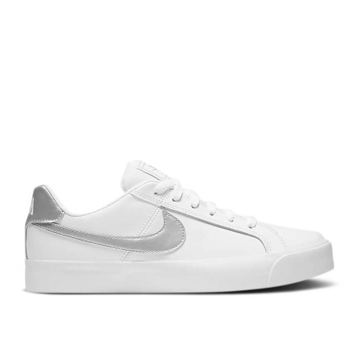 ナイキ Nike 【 Wmns Court Royale Ac \u0027White Metallic Silver\u0027 Women White/Metallic Silver 】 厚地の外套 レディース 白いこと 白いこと Silver しろがね色・しろがね色