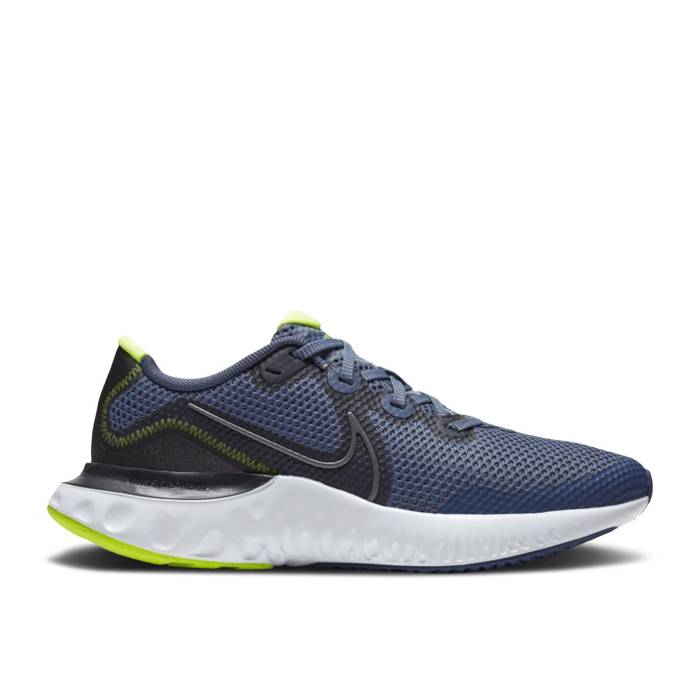 ナイキ Nike 【 Renew Run ガウス \u0027Diffused Blue\u0027 Youth Diffused Blue/Dark Smoke Grey/Volt/Metallic Dark Grey 】 幽客 御坊っちゃん キッズ 青味 青み 薄墨色 薄墨色