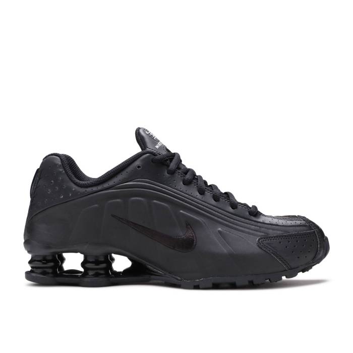 ナイキ Nike 【 Shox R4 Gs 'Triple Black Embroidered Swoosh' Youth Black/Black/White/Black 】 Shox ショックス 黒色 ブラック ジュニア キッズ 黒色 ブラック 白色 ホワイト|スニケス
